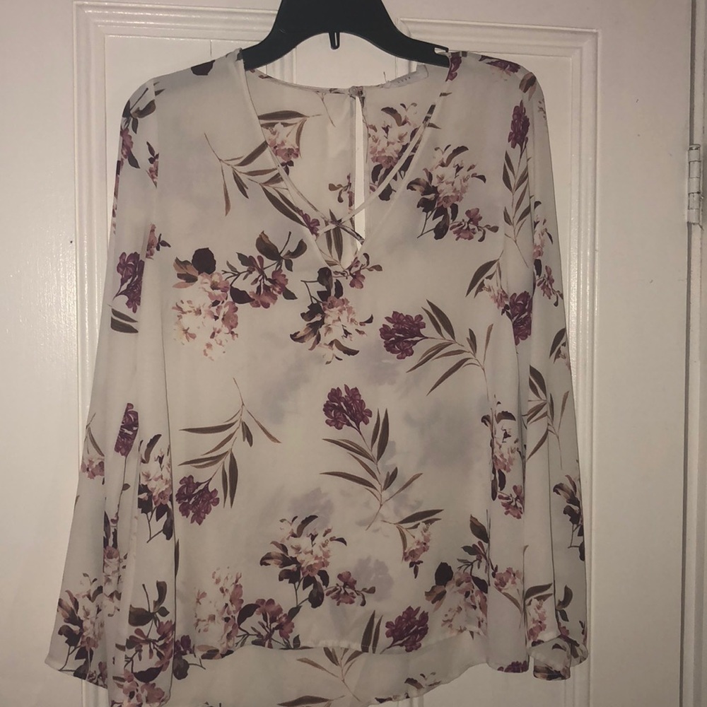 Sheer floral long sleeved shirt